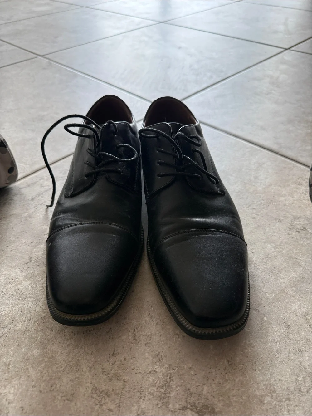 Nunn Bush Black Leather Cap-Toe Derby Shoes